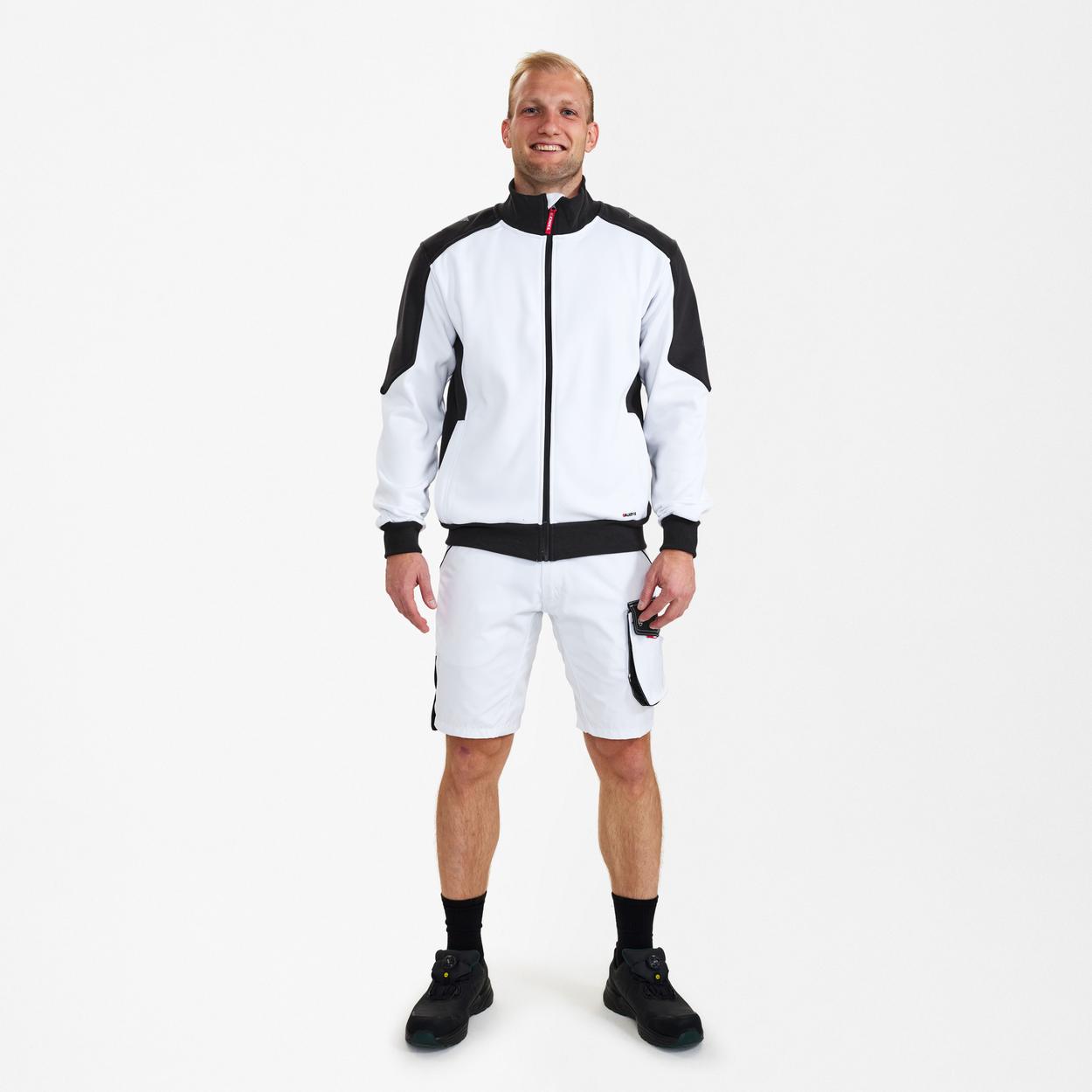 ENGEL Galaxy Sweatcardigan mit Kragen in Weiss/Anthrazit Grau, Größe XS