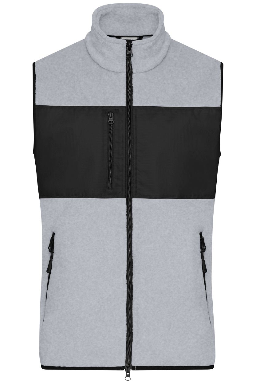 Men's Fleece Vest GRS "JN1310" in Light-Melange/Black, Größe 3XL - Daiber
