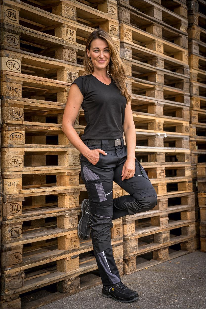 Damen-Bundhose Flex Line Schwarz/Grau FLXDH, Gr. 52 von Leibwächter