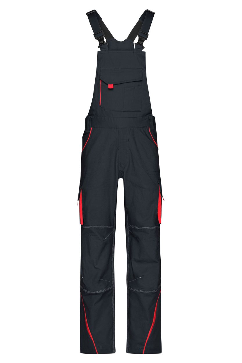 Workwear Pants with Bib - COLOR - "JN848" in Carbon/Red, Größe 62 - Daiber