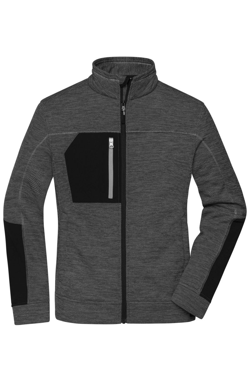 JN1817 Damen Structure Fleece Jacke in Black-Melange / Black / Silver, Größe M von James & Nicholson