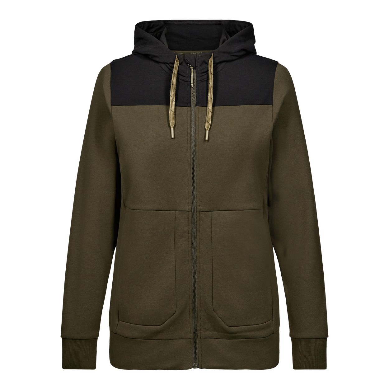 ENGEL Entire Damen Sweatcardigan mit Kapuze in Forest Green/Schwarz, Größe XS