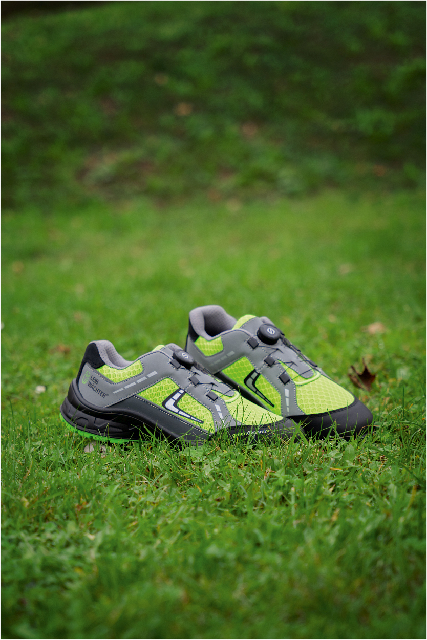 Halbschuh L1295 Basel in Grau/Schwarz/Grün, Gr. 47 von Leibwächter