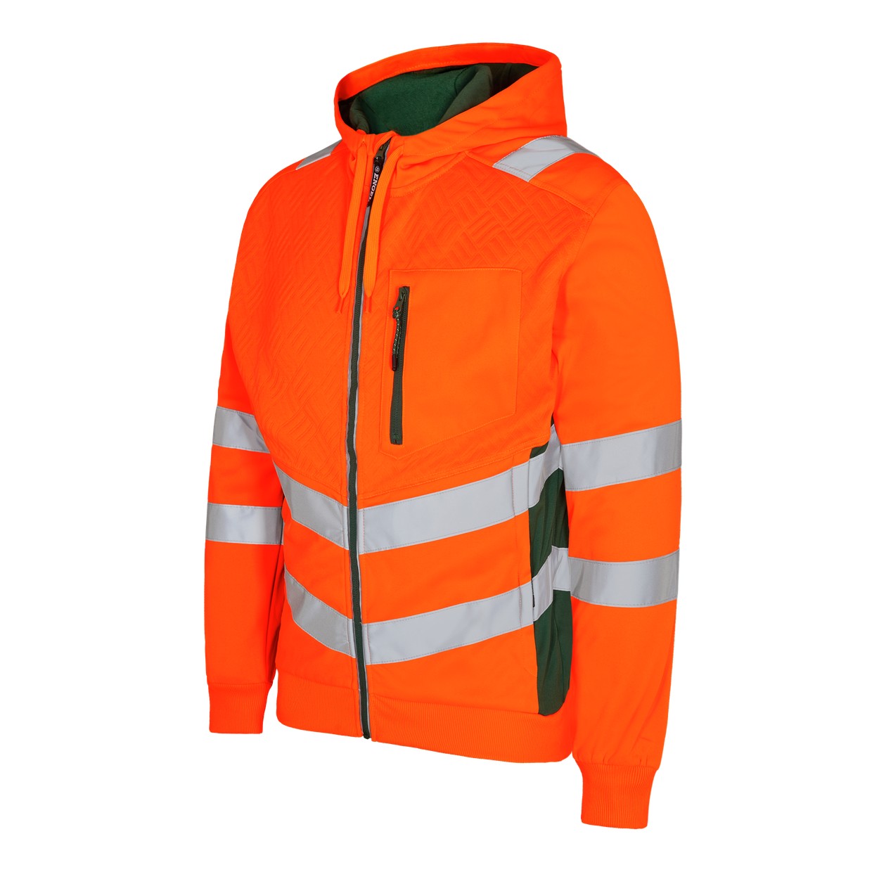 ENGEL Safety Sweatcardigan in Orange/Grün, Größe XS