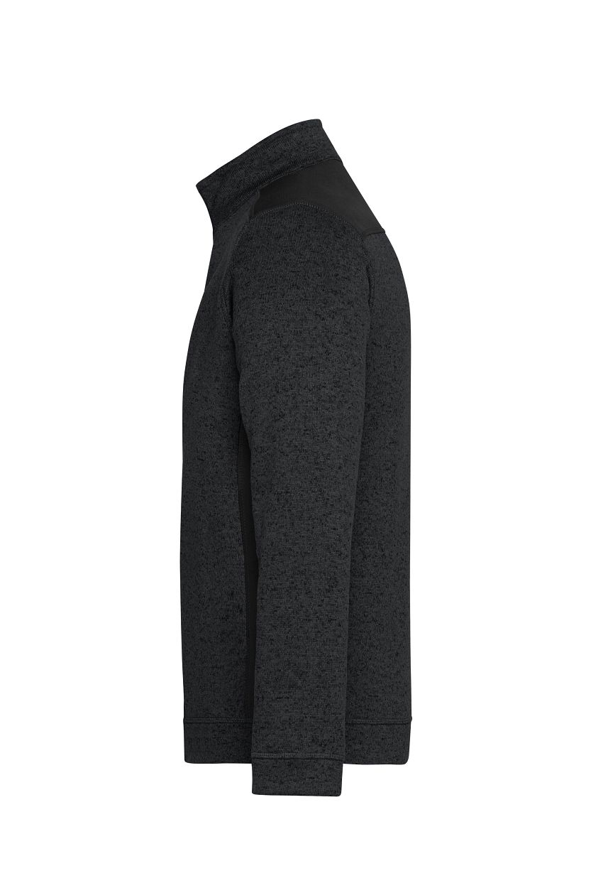 Men's Knitted Workwear Fleece Half-Zip - STRONG - "JN864" in Black/Black, Größe 6XL - Daiber