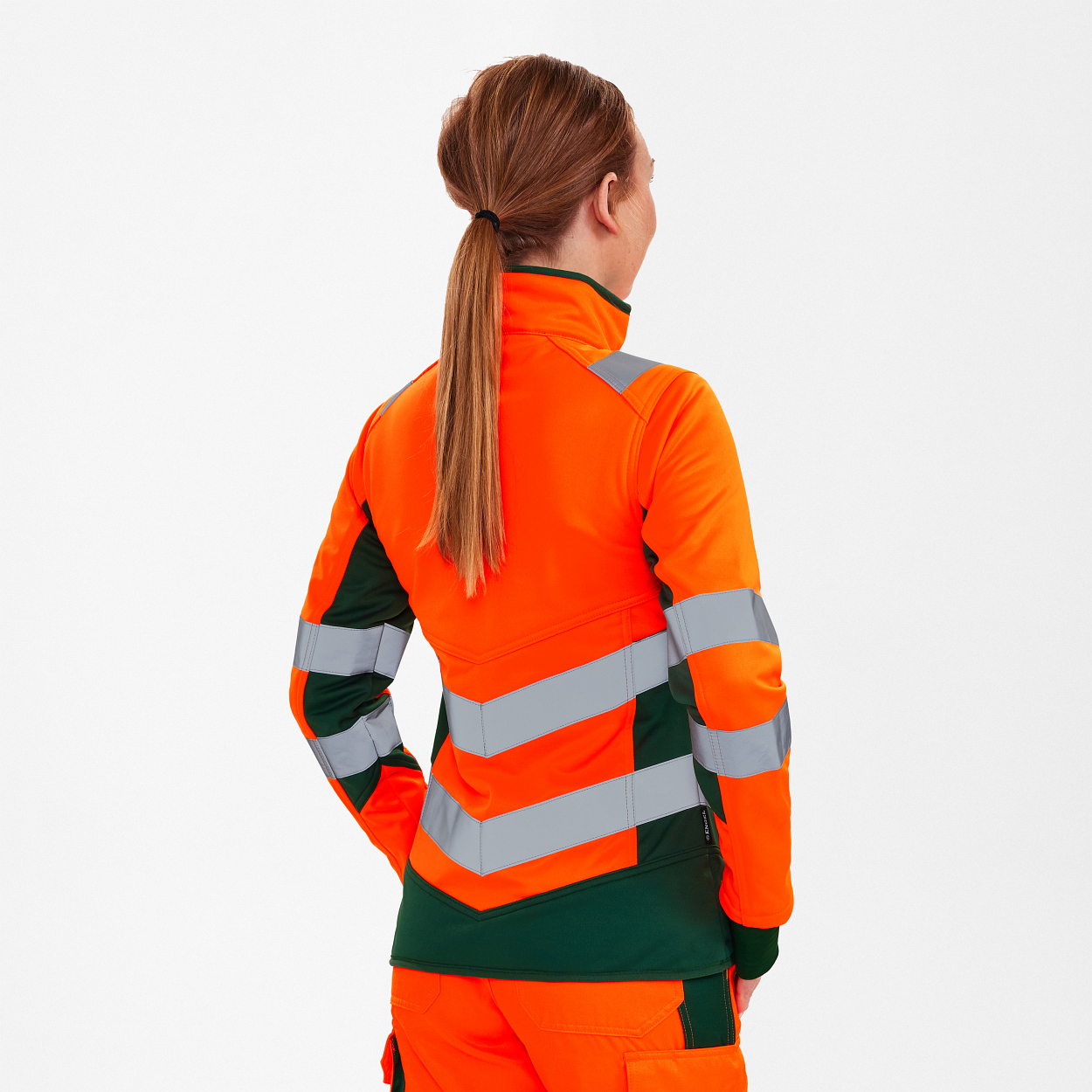 ENGEL Safety Damen Softshelljacke in Orange/Grün, Größe XS