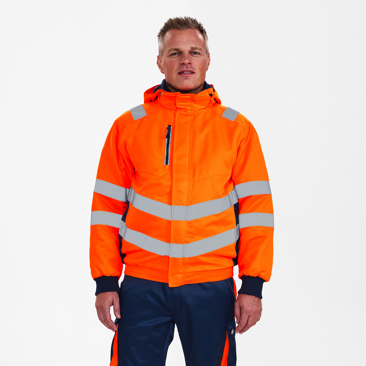 ENGEL Safety Pilotjacke in Orange/Blue ink, Größe XS