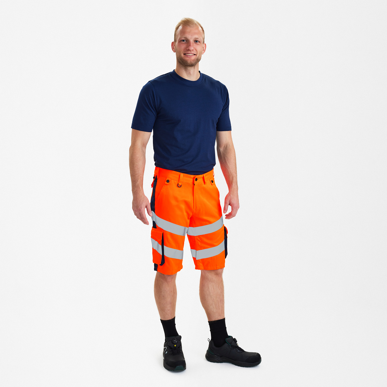 ENGEL Safety Light Arbeitsshorts in Orange/Blue ink, Größe 54