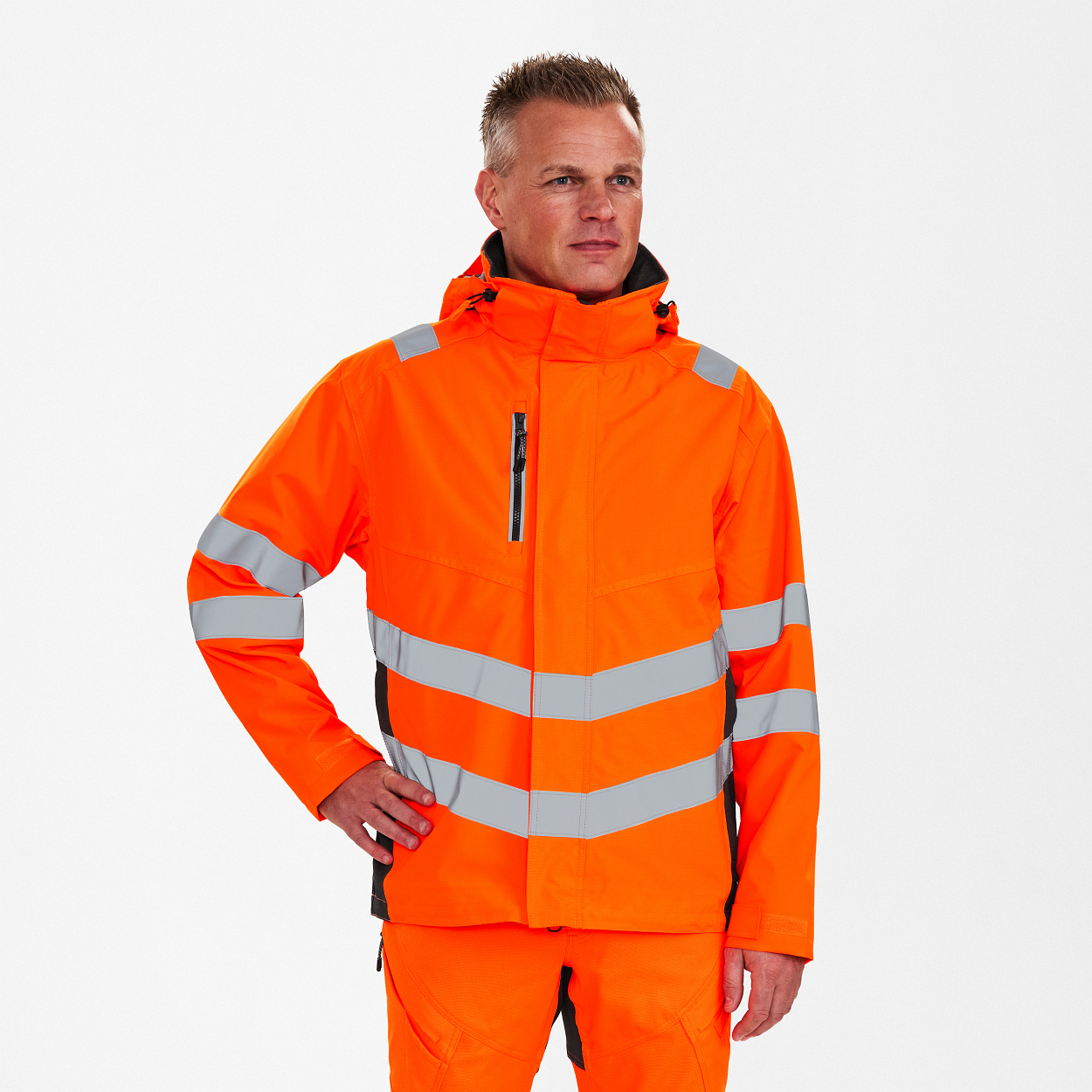 ENGEL Safety Shelljacke in Orange/Anthrazit Grau, Größe XS