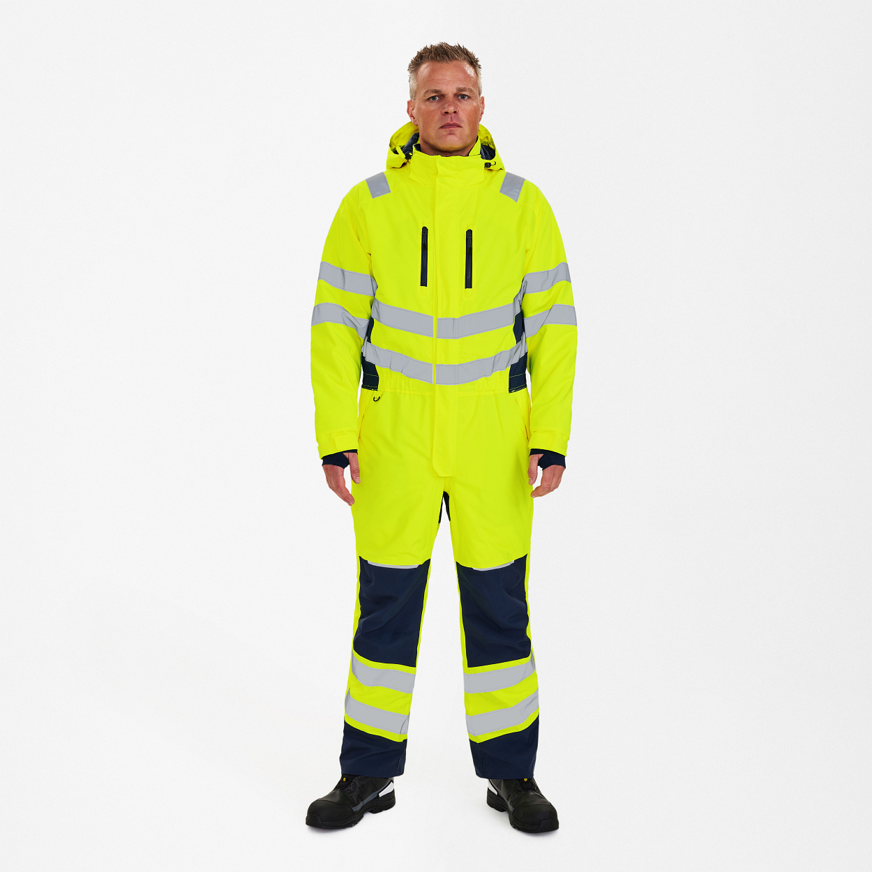 ENGEL Safety Winteroverall in Gelb/Blue Ink, Größe 2XL