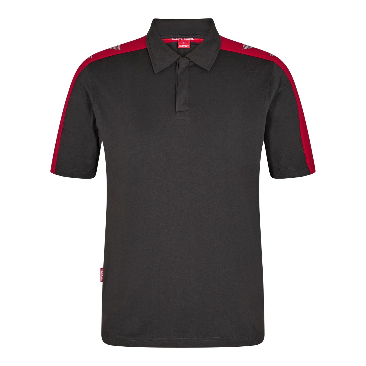 ENGEL Galaxy Poloshirt in Anthrazit Grau/Tomato Red, Größe XS