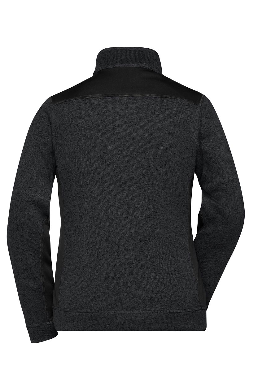 Ladies' Knitted Workwear Fleece Jacket - STRONG - "JN861" in Black/Black, Größe 4XL - Daiber