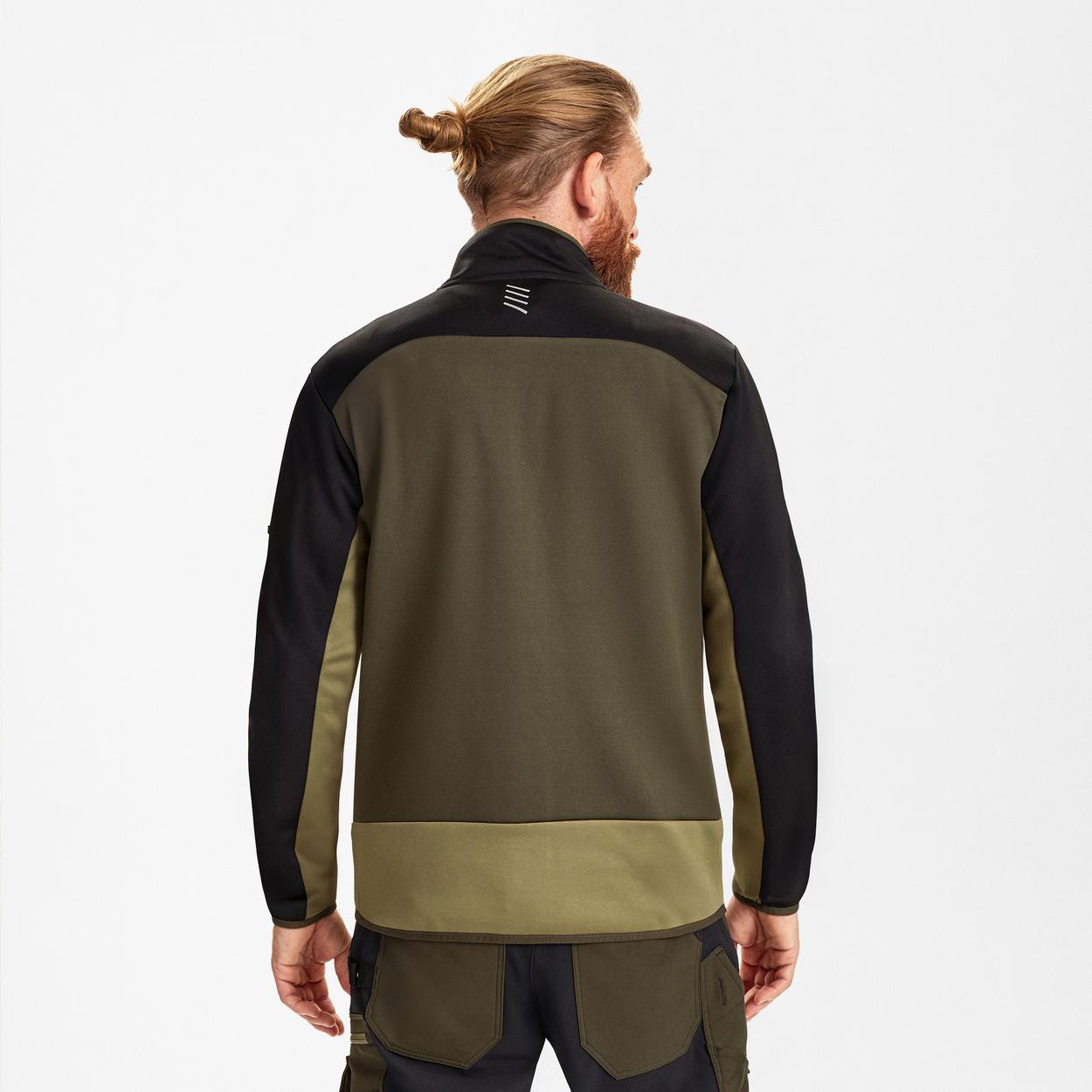 ENGEL Entire Midlayer-Cardigan in Forest Green/Schwarz, Größe XS