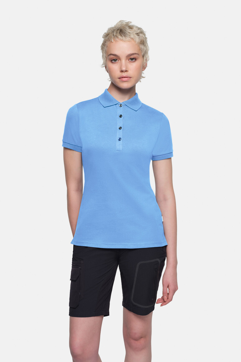 HAKRO 214 COTTON TEC® Damen Poloshirt in Malibublau, Größe 3XL