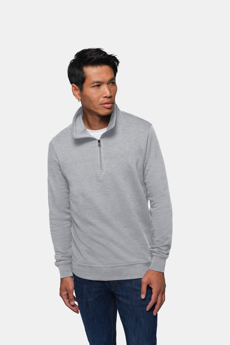 HAKRO 451 Zip-Sweatshirt Premium in Grau meliert, Größe 6XL