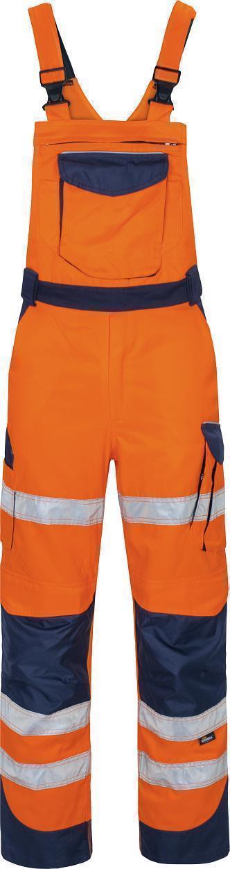 Warnschutz-Kontrast-Latzhose leuchtorange-marine in Gr. 98 von Vizwell