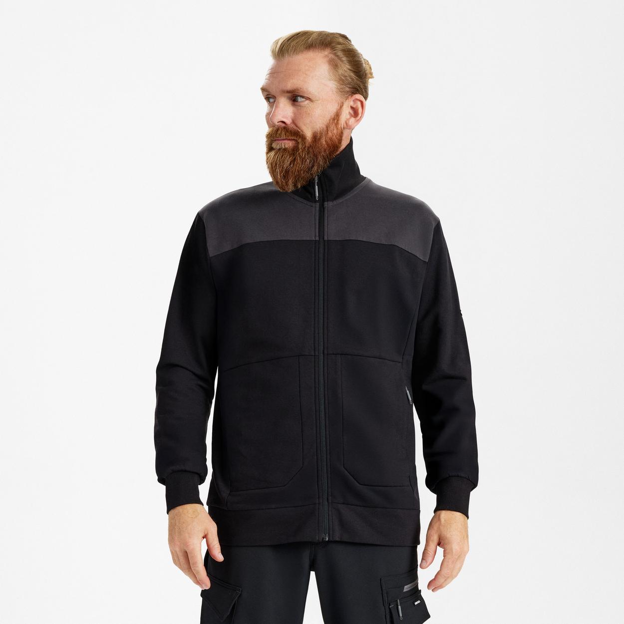 ENGEL Entire Sweatcardigan mit Kragen in Schwarz/Anthrazit Grau, Größe XS