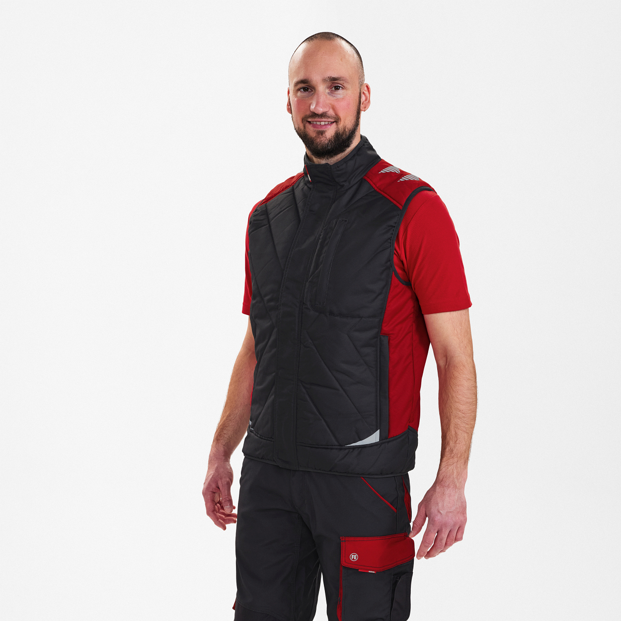 ENGEL Galaxy Stepp-Winterweste in Anthrazit Grau/Tomato Red, Größe XS