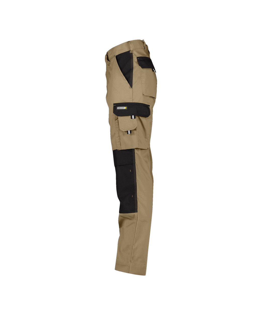 Zweifarbige Arbeitshose mit Kniepolstertaschen "DASSY® Boston" in KHAKI/SCHWARZ, Größe 58 - langer Schritt PESCO61