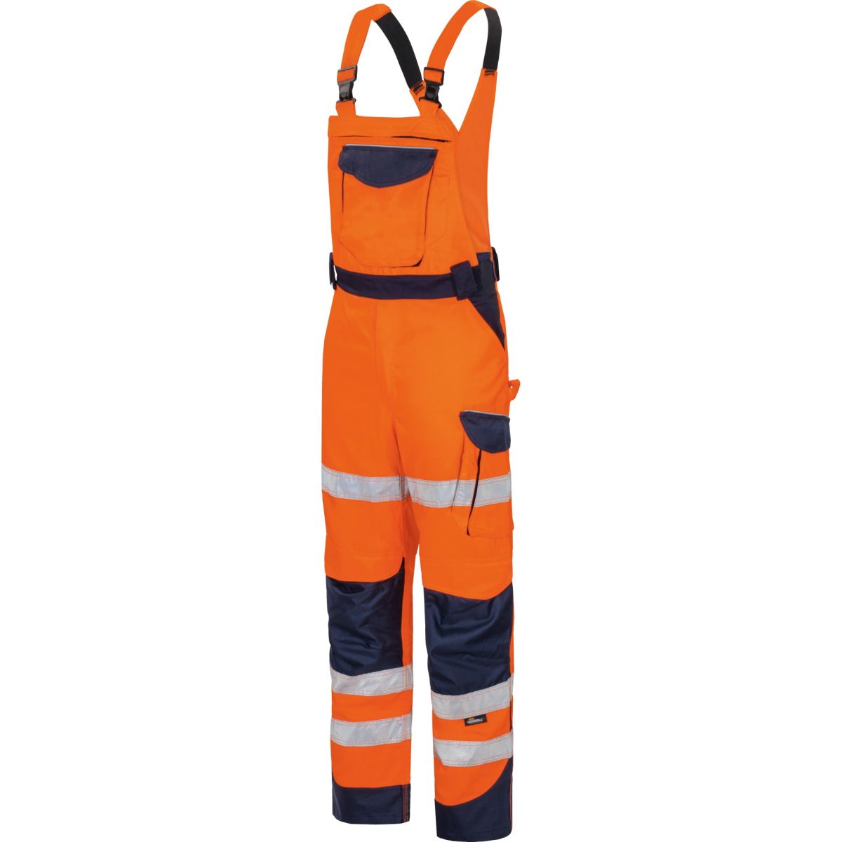 Warnschutz-Kontrast-Latzhose leuchtorange-marine von Vizwell Warnschutz-Kontrast-Latzhose leuchtorange-marine von Vizwell