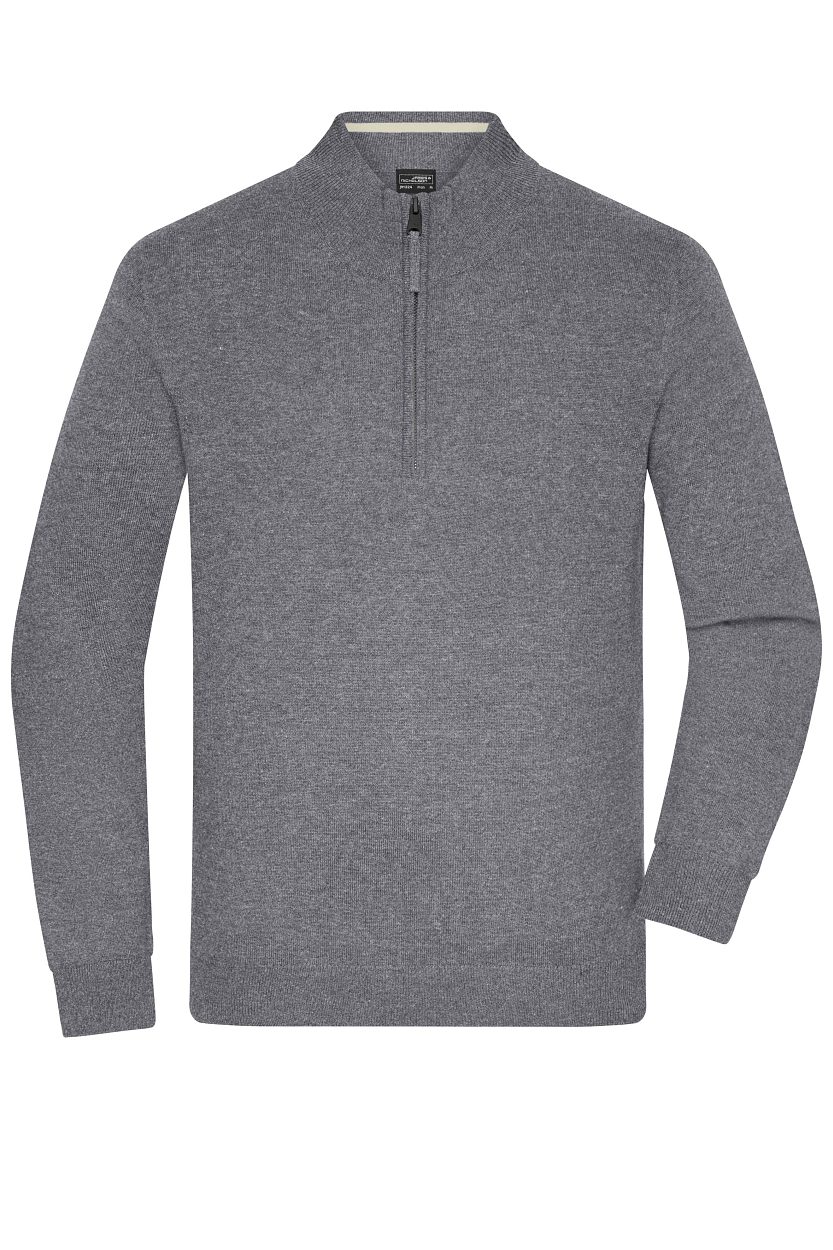 Men's Half-Zip Troyer "JN1324" in Grey-Heather, Größe 3XL - Daiber