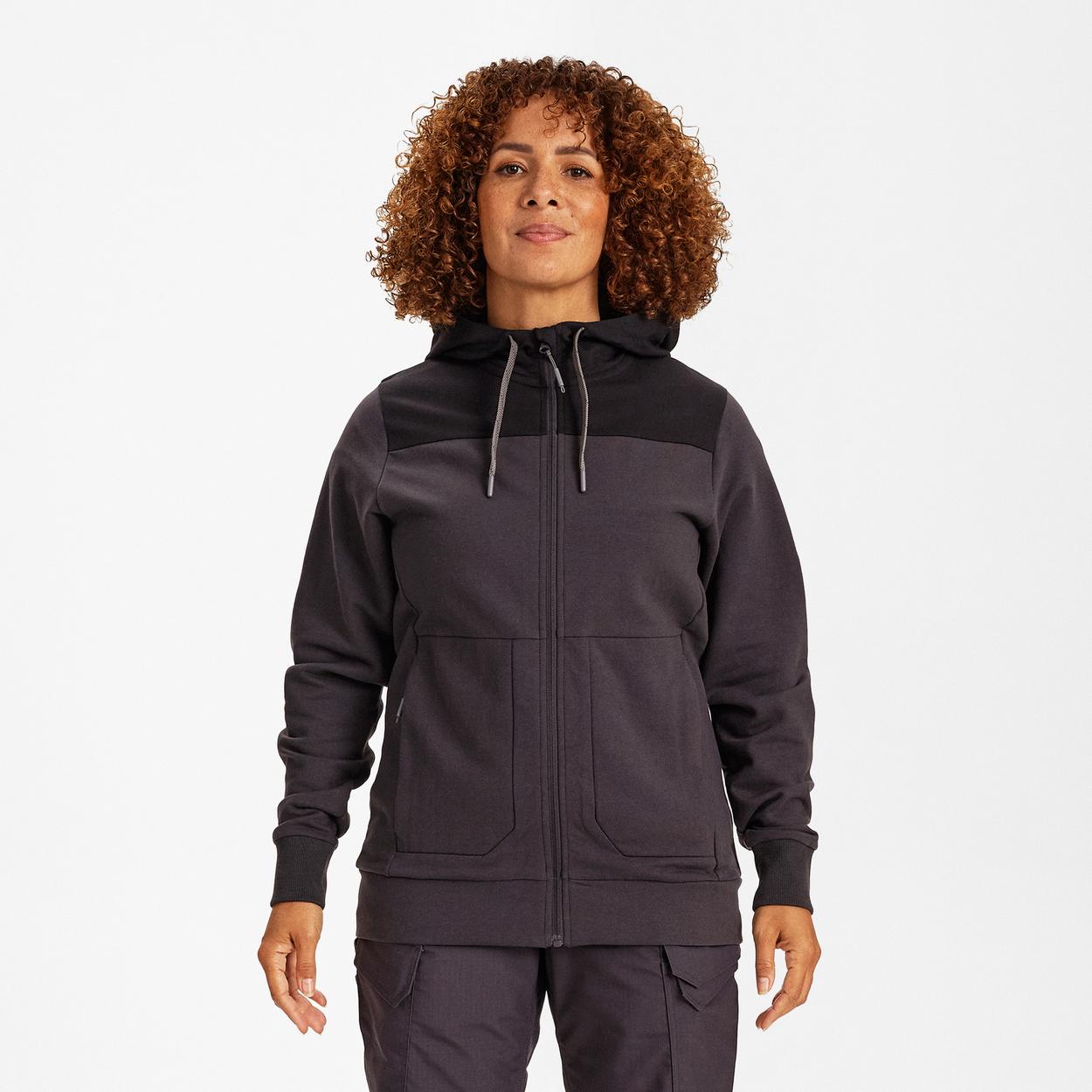 ENGEL Entire Damen Sweatcardigan mit Kapuze in Anthrazitgrau/Schwarz, Größe XS