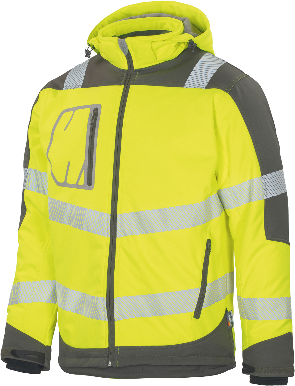 Winter-Kontrast-Softshelljacke leuchtgelb-grau in Gr. XXL von Vizwell