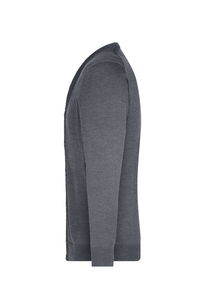 Men's V-Neck Cardigan "JN661" in Grey-Heather, Größe 3XL - Daiber