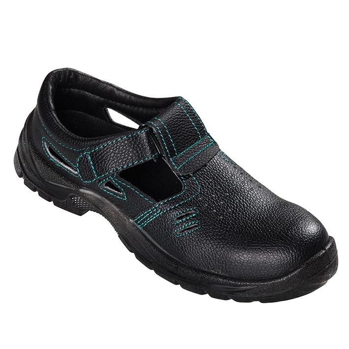 teXXor® S1-Sicherheitsklettsandalen GAP in Schwarz / Grün, Gr. 37