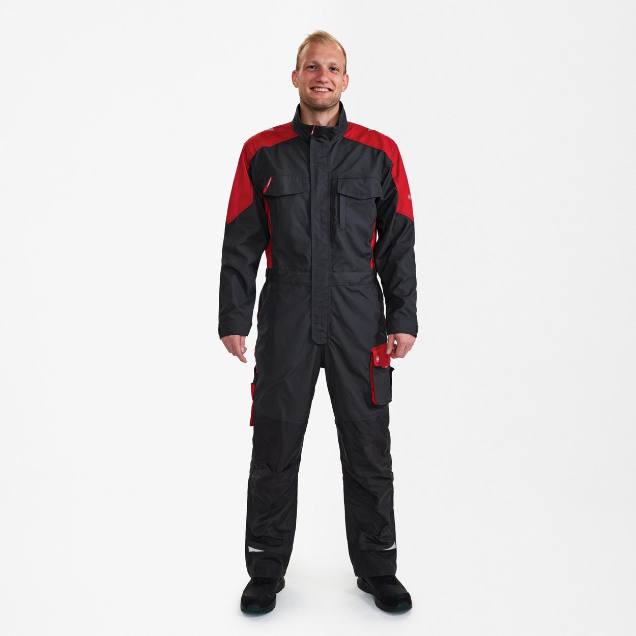 ENGEL Galaxy Overall in Anthrazit Grau/Tomato Red, Größe XS