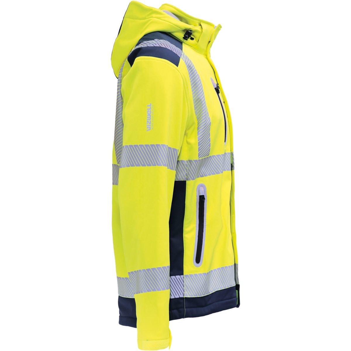 Kontrast-Softshelljacke leuchtgelb-marine von Vizwell