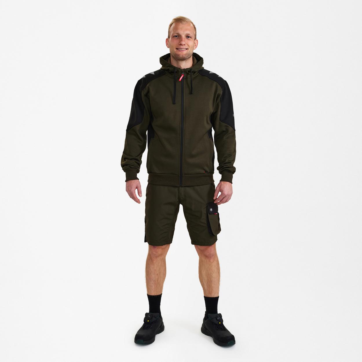 ENGEL Galaxy Sweatcardigan mit Kapuze in Forest Green/Schwarz, Größe XS