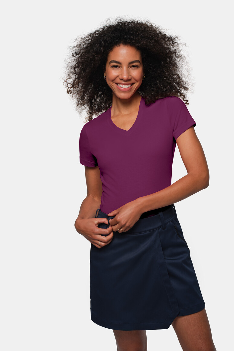HAKRO 181 Damen V-Shirt MIKRALINAR® in Aubergine, Größe 6XL