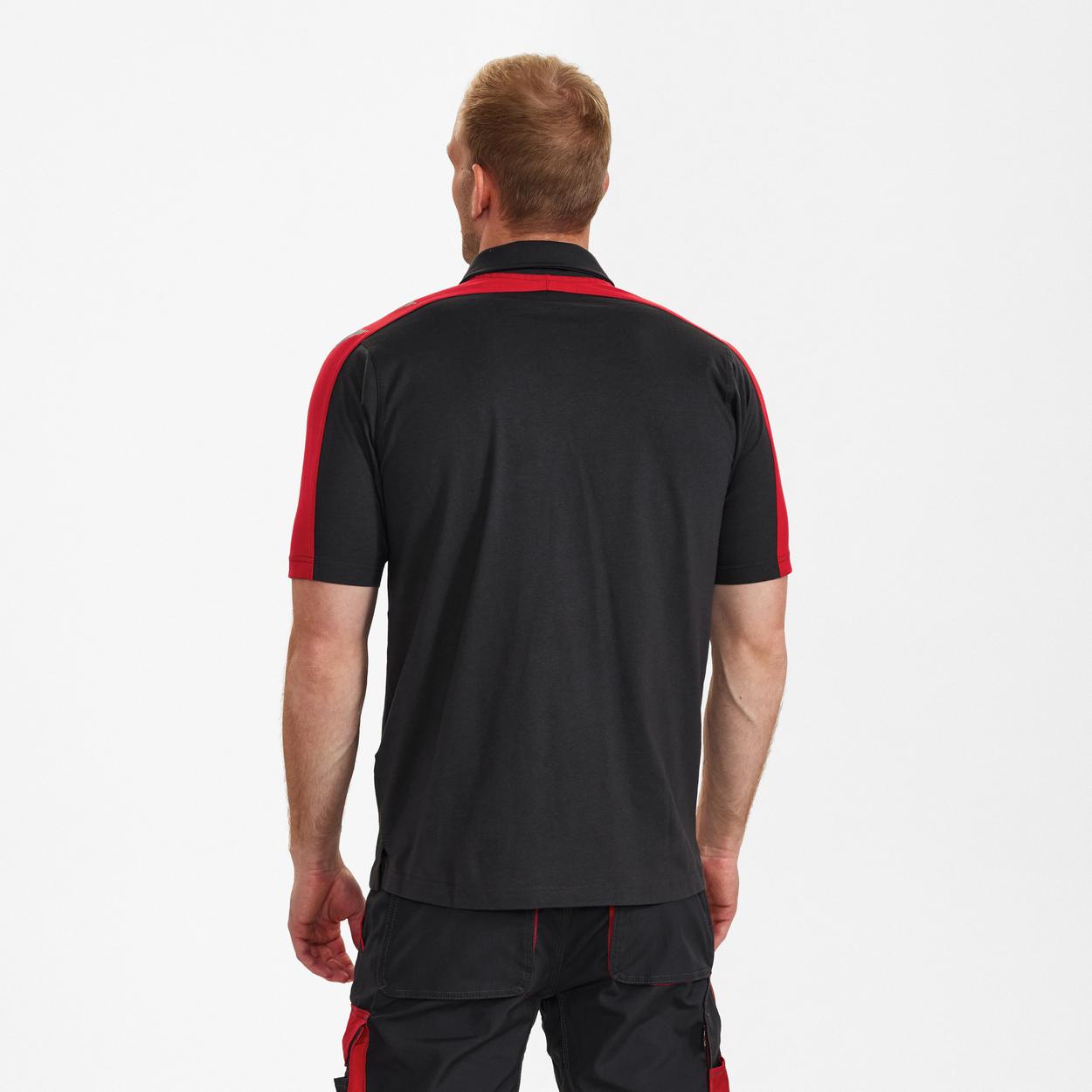 ENGEL Galaxy Poloshirt in Anthrazit Grau/Tomato Red, Größe XS