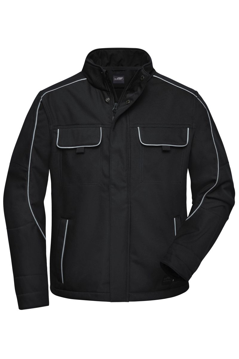 JN884 Workwear Softshell Jacke - SOLID - in Black, Größe L von James & Nicholson