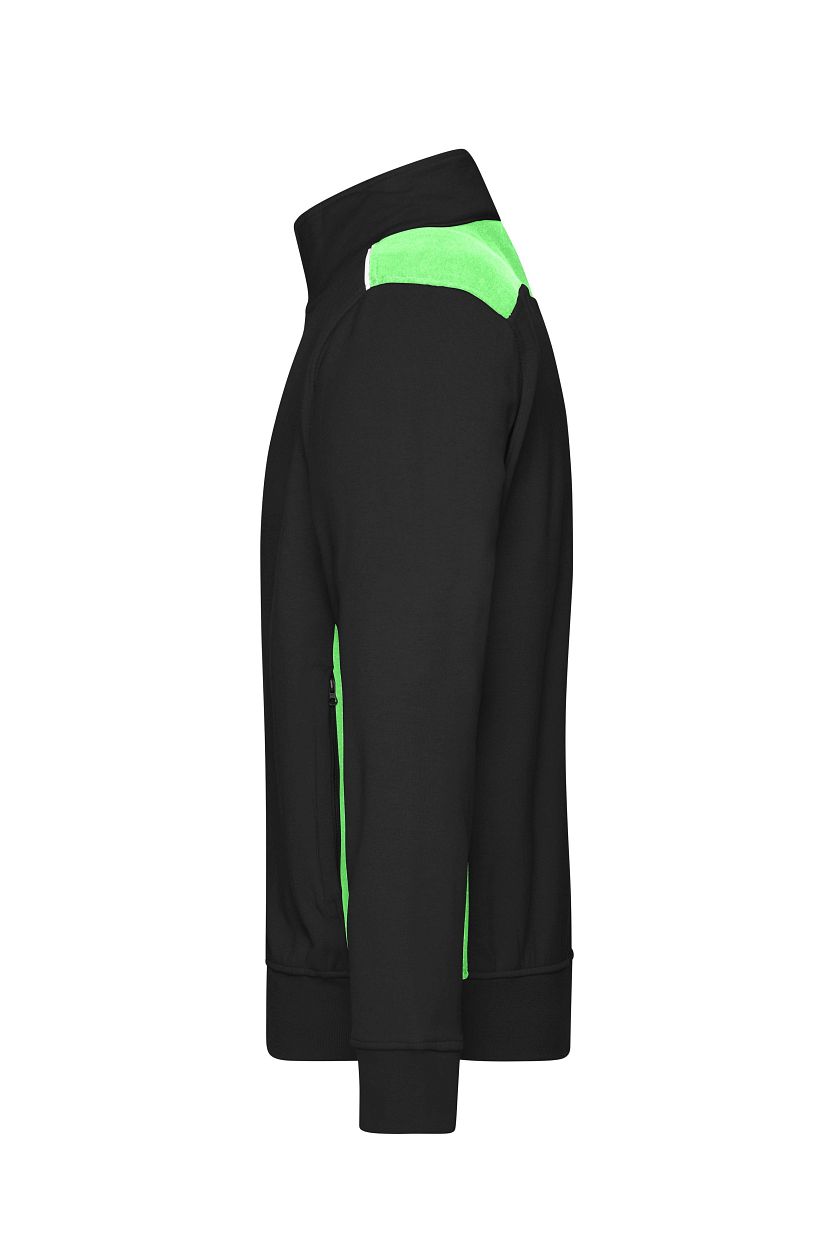 Workwear Sweat Jacket - COLOR - "JN870" in Black/Lime-Green, Größe 6XL - Daiber