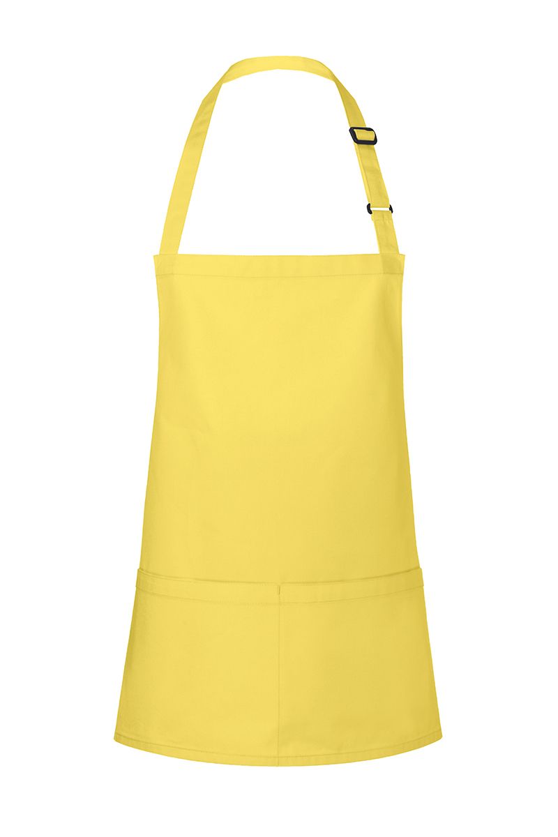 Kurze Latzschürze Basic mit Schnalle und Tasche in Sonnengelb von Karlowsky