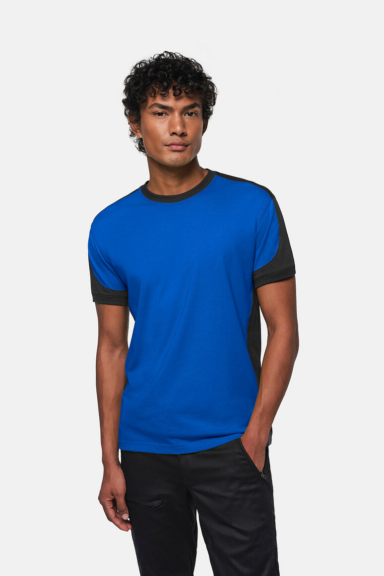 HAKRO 290 T Shirt Contrast MIKRALINAR® in royalblau/anthrazit, Größe 2XS