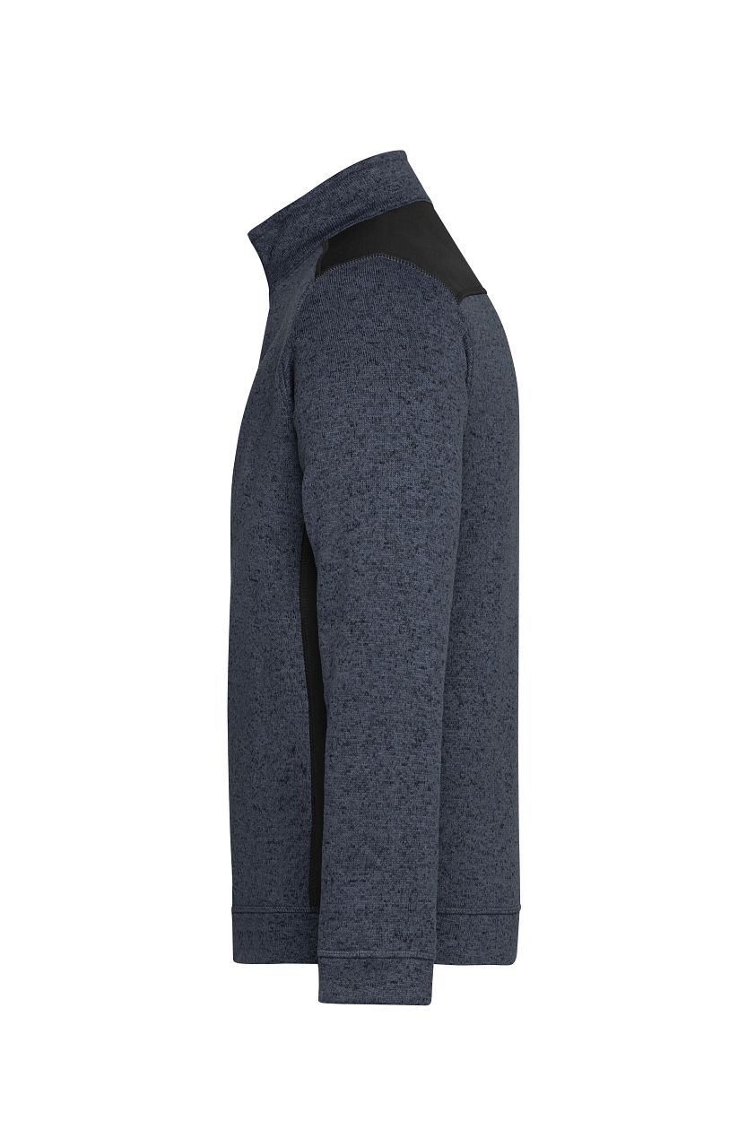 Men's Knitted Workwear Fleece Half-Zip - STRONG - "JN864" in Carbon-Melange/Black, Größe 6XL - Daiber
