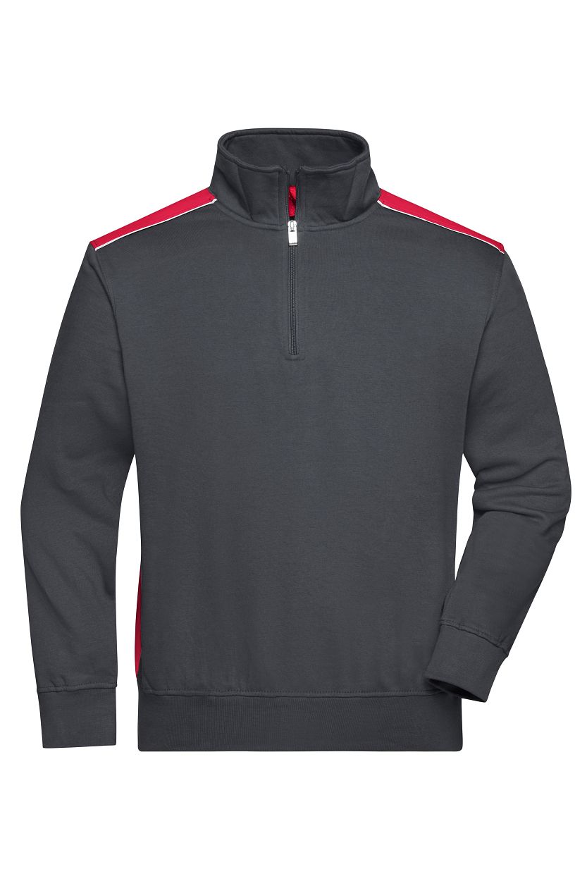 Workwear Half-Zip Sweat - COLOR - "JN868" in Carbon/Red, Größe 6XL - Daiber