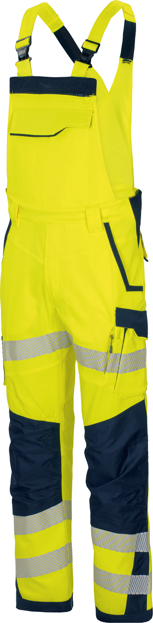 Latzhose Flex-HiVis leuchtgelb-marine in Gr. 98 von Vizwell