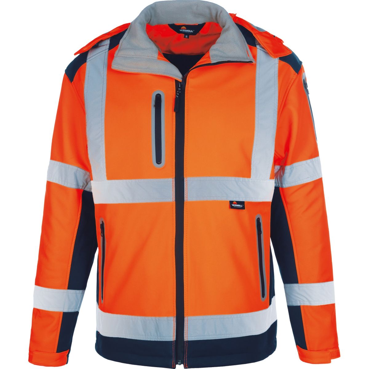 Kontrast-Softshelljacke leuchtorange-marine in Gr. S von Vizwell