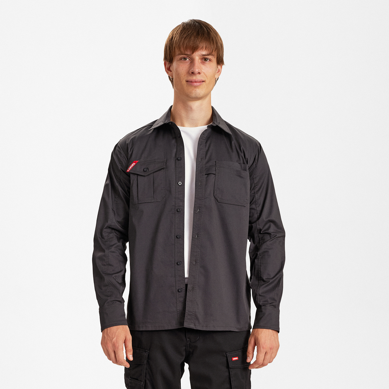 ENGEL Extend Langarm-Hemd mit Stretch in Anthrazit Grau, Größe XS