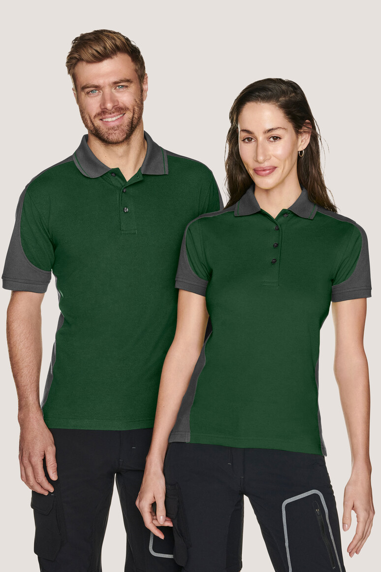 HAKRO 239 Damen Poloshirt Contrast MIKRALINAR® in tanne/anthrazit, Größe XS