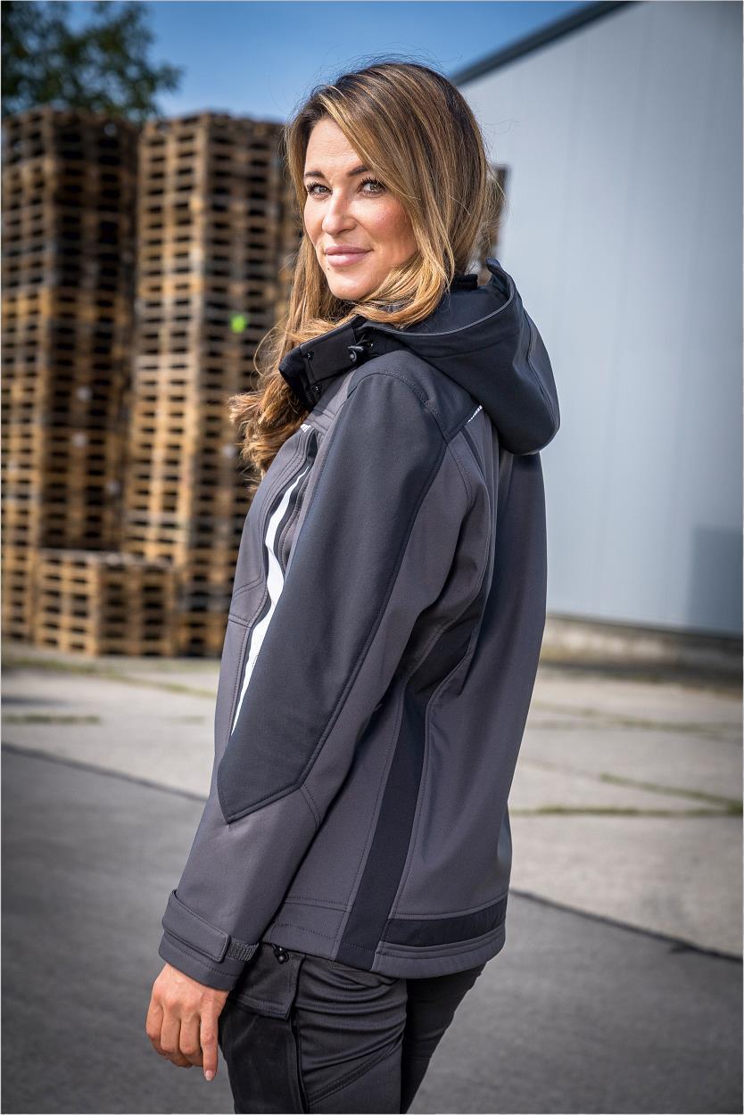 Damen Softshelljacke Flex Line Grau/Schwarz FLXDS, Gr. 52 von Leibwächter