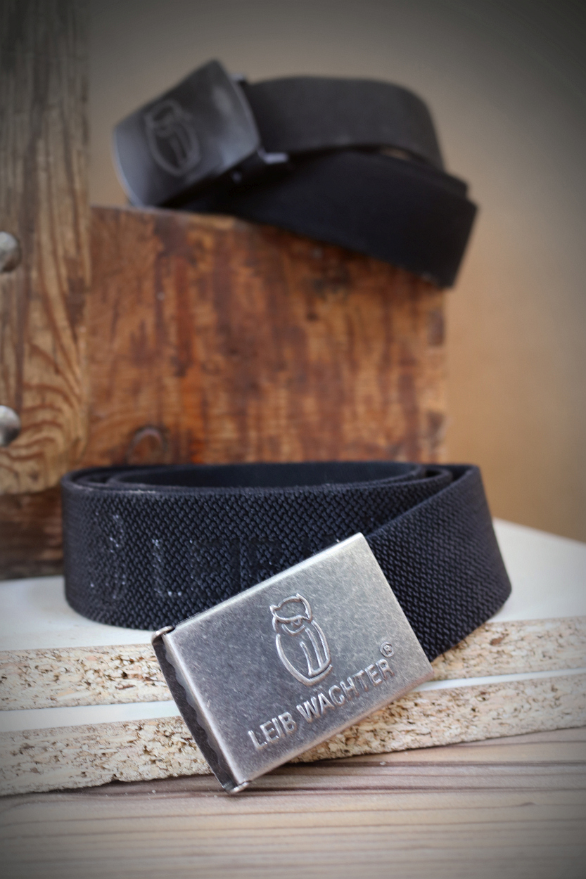 Stretchbandgürtel Schwarz mit Metallkoppel FLEXG70 Länge 90 cm von Leibwächter