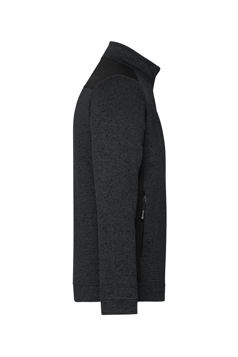 Men's Knitted Workwear Fleece Jacket - STRONG - "JN862" in Black/Black, Größe 6XL - Daiber
