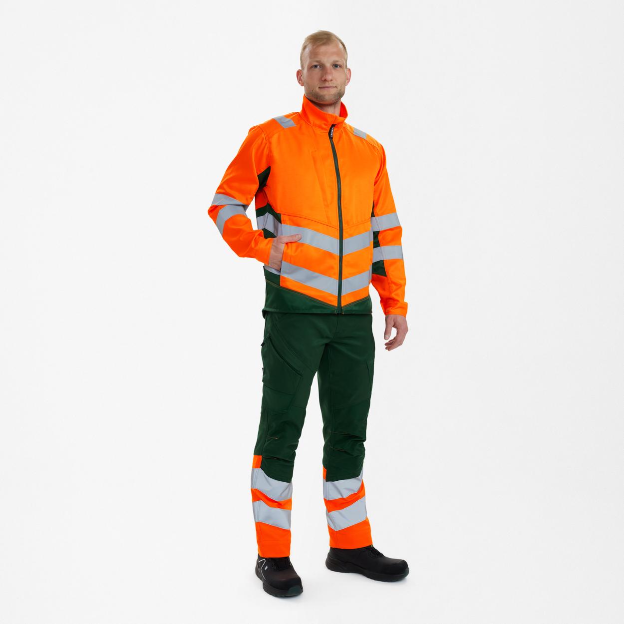ENGEL Safety Light Arbeitsjacke in Orange/Grün, Größe XS