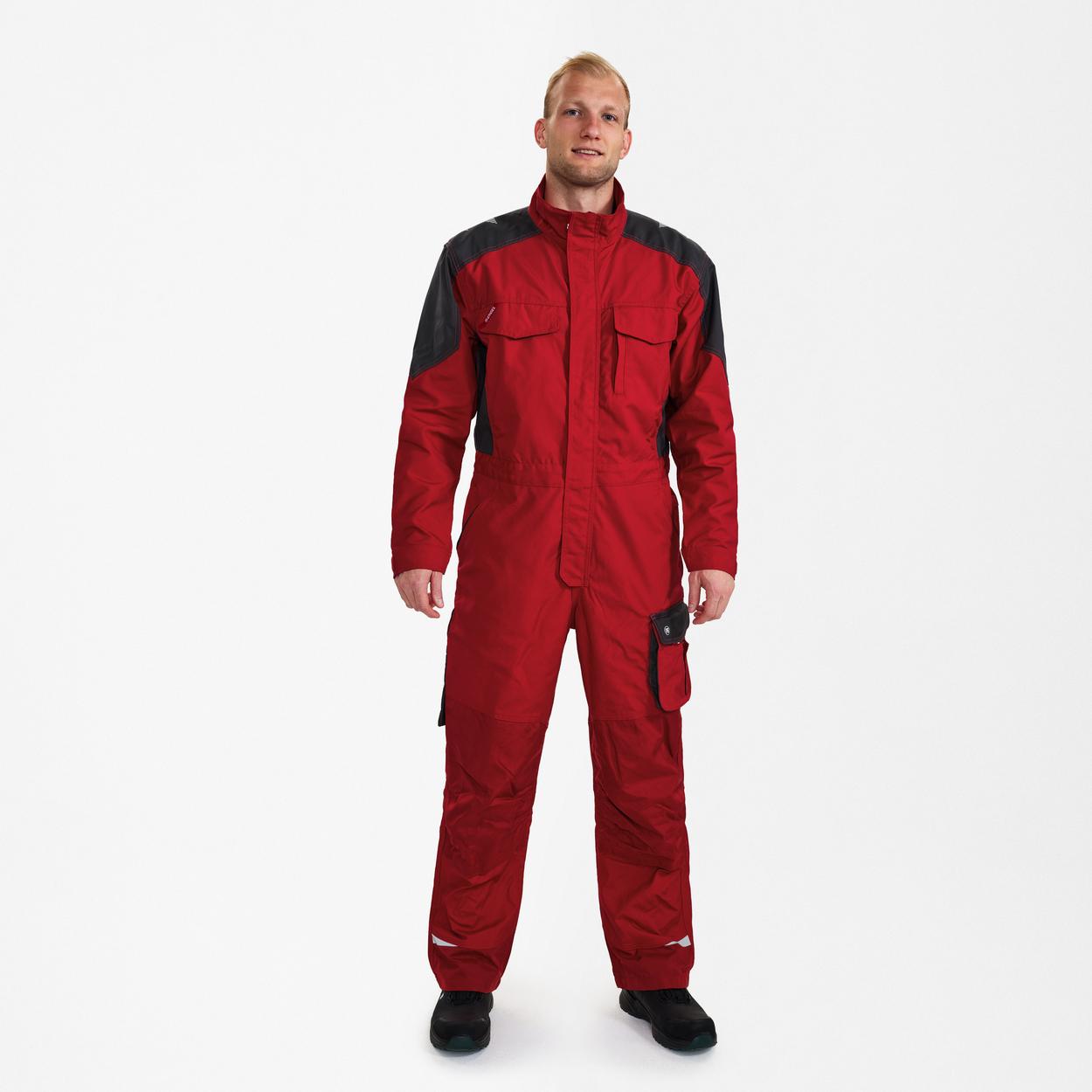 ENGEL Galaxy Overall in Tomato Red/Anthrazit Grau, Größe XS