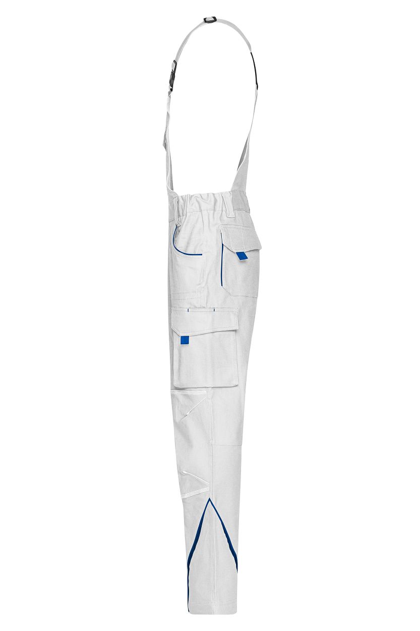 Workwear Pants with Bib - COLOR - "JN848" in White/Royal, Größe 62 - Daiber